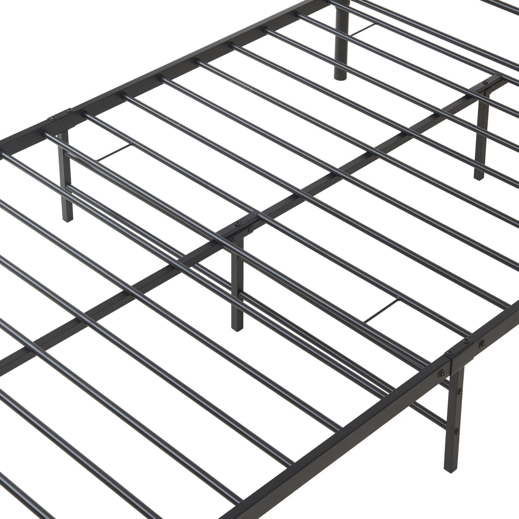 Letto Piazza e Mezza Florenz in Acciaio con Testiera Decorativa e Materasso 120 x 200 cm Nero [en.casa]