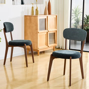 Set di 2 sedie da pranzo in lino nero