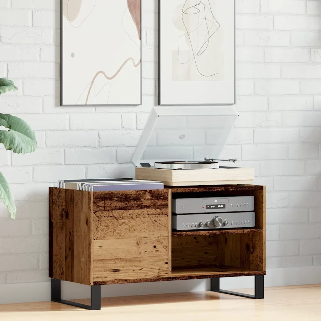 vidaXL Mobile Porta Dischi Legno Antico 84,5x38x48cm Legno Multistrato