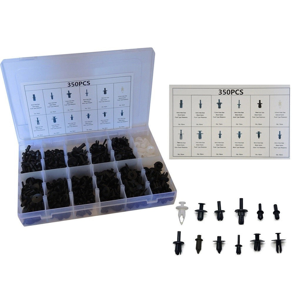 Trade Shop - 350pz Plastica Trim Clip Rivetti Clip Kit Fermi Spinta Auto Bagagliaio Paraurti -