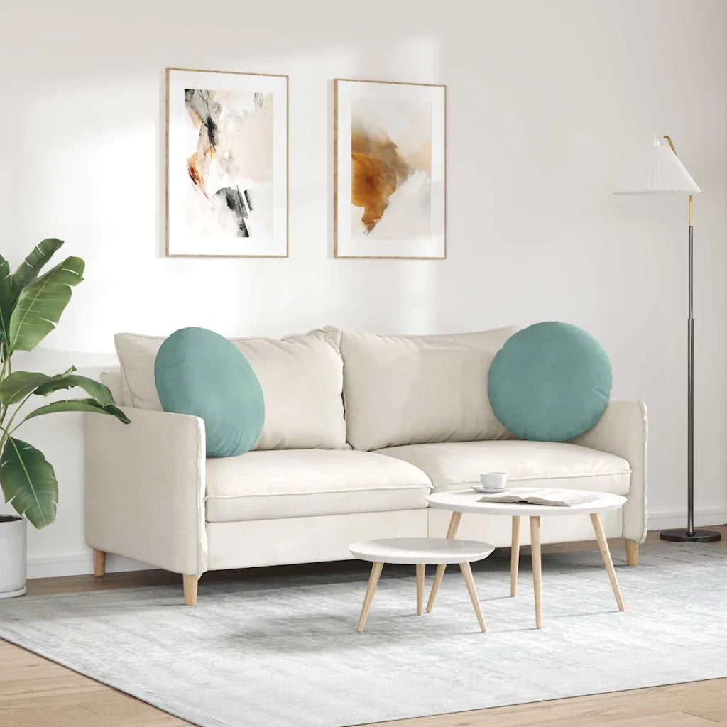 Cuscini per Seduta 2 pcs Verde Mare Ø50 x 19 cm Velluto