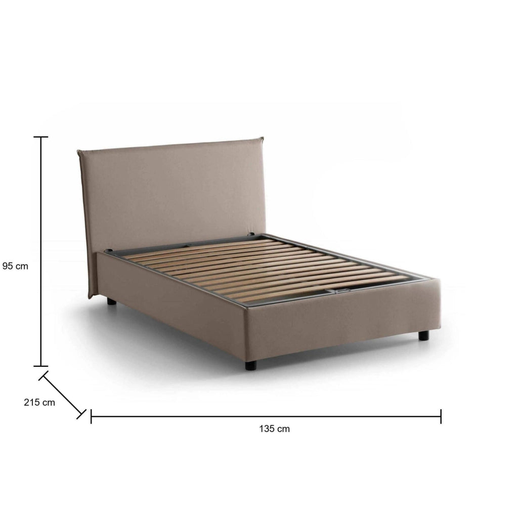 Anissa, Letto Piazza e Mezza Sfoderabile Made in Italy, Grigio Tortora
