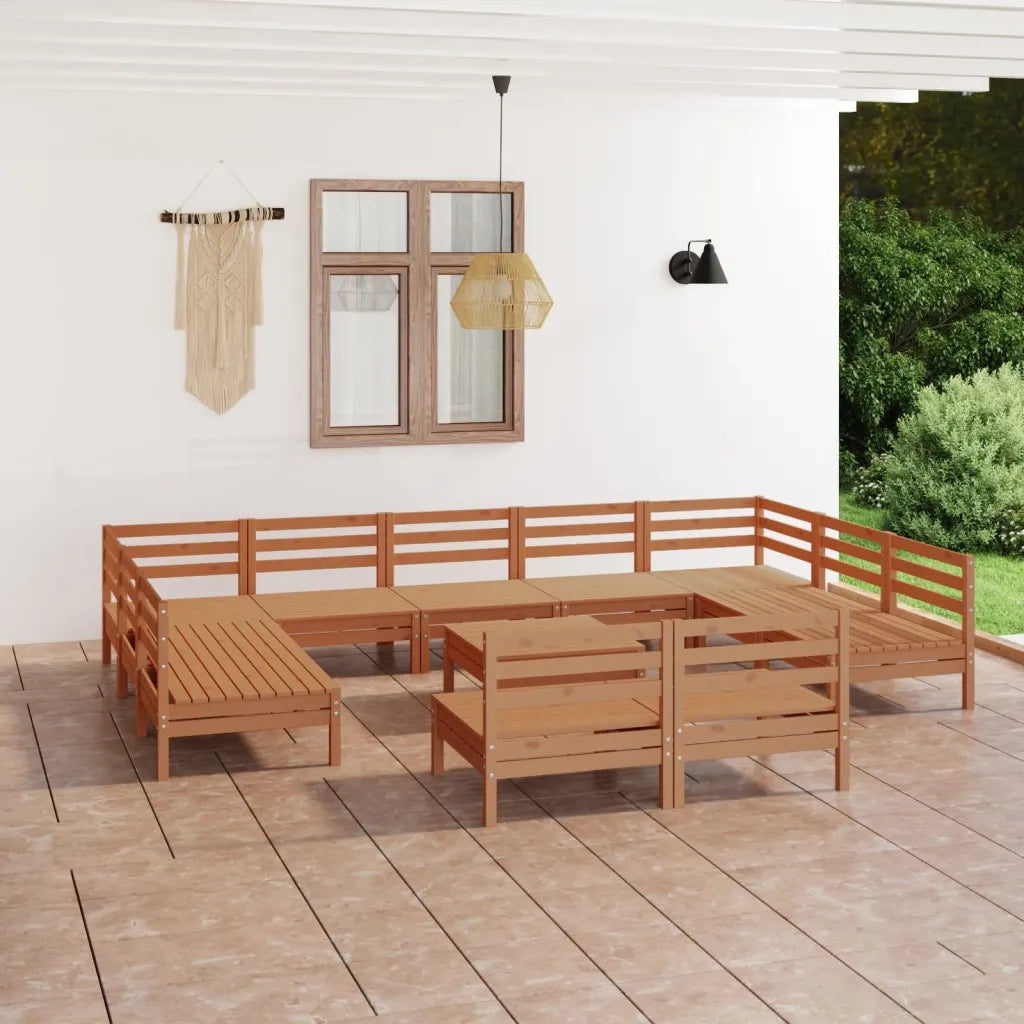 Set Salotto da Giardino 12 pz in Legno Massello di Pino ambra 3083452