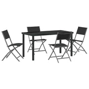 Set da Pranzo per Giardino 5 pz | Set Salotto da Giardino Nero