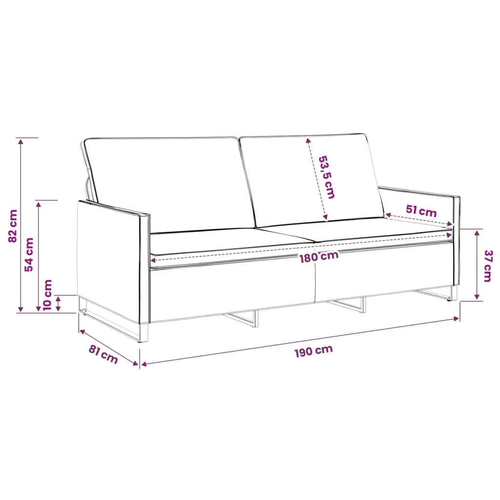 Divano a 3 posti Grigio Scuro 190 x 81 x 82 cm 42041001