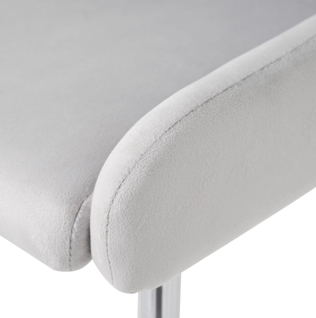 Sedia da pranzo in velluto grigio; set 2 pezzi; con gambe in metallo