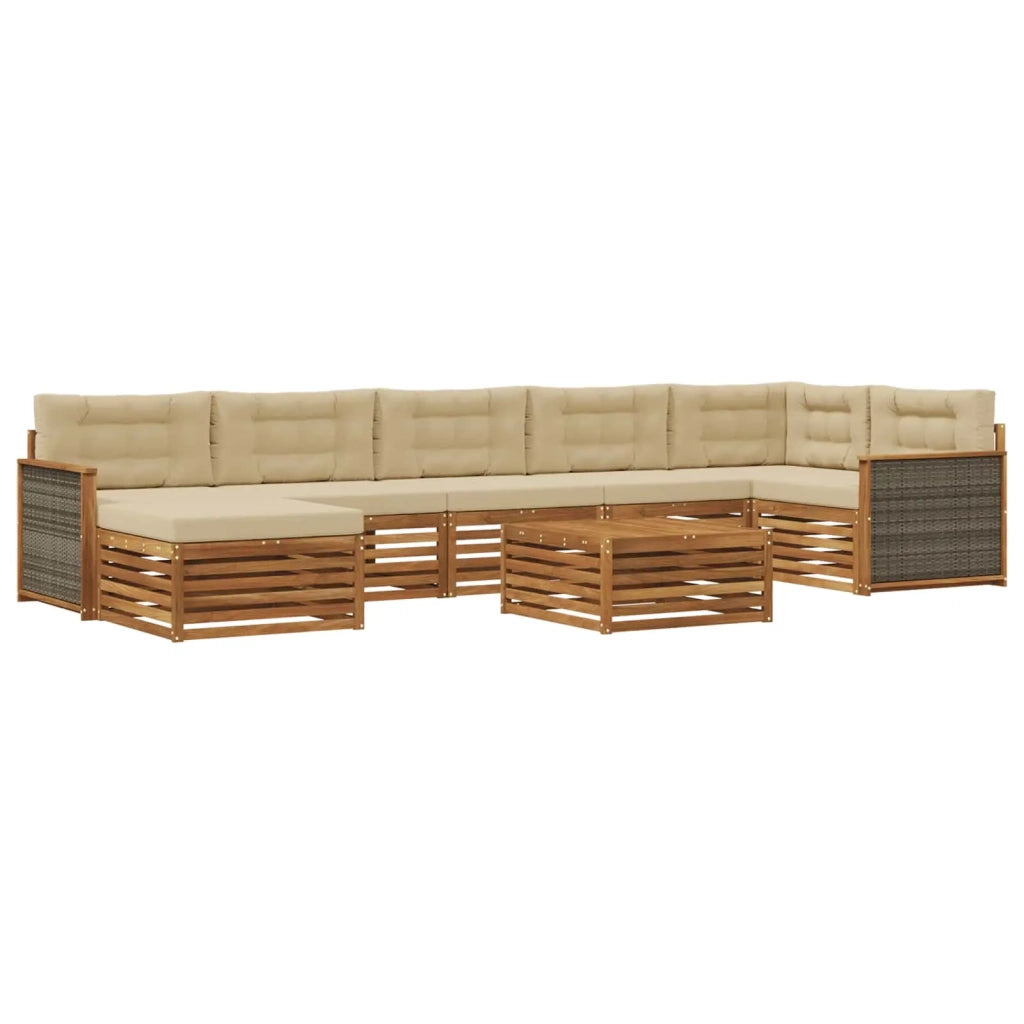 Set di divani da esterno 8 pz Naturale e Beige 3383651