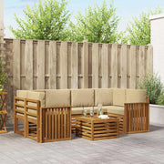 Set di divani da esterno con cuscino 7 pcs Naturale e Beige