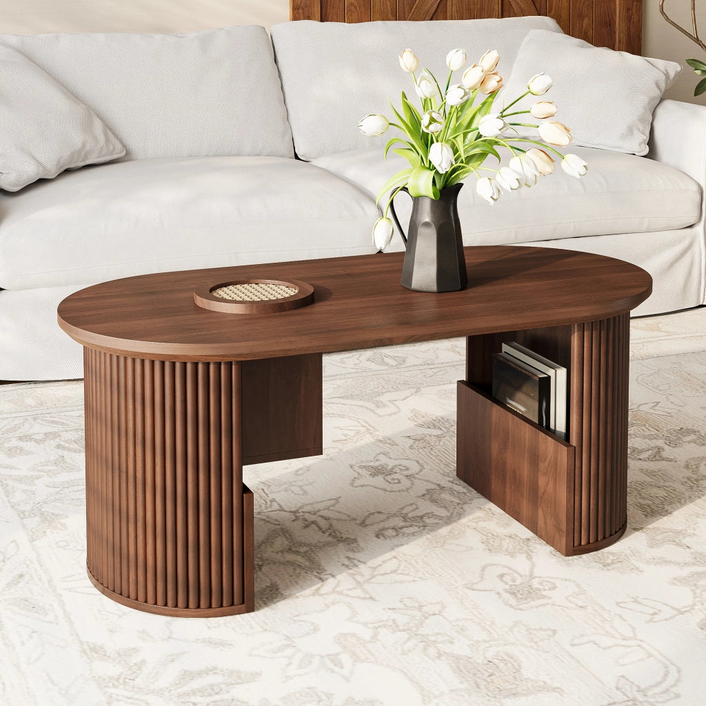 TAVOLINO DA SALOTTO OVALE 105x50x46,5 cm Noce MDF