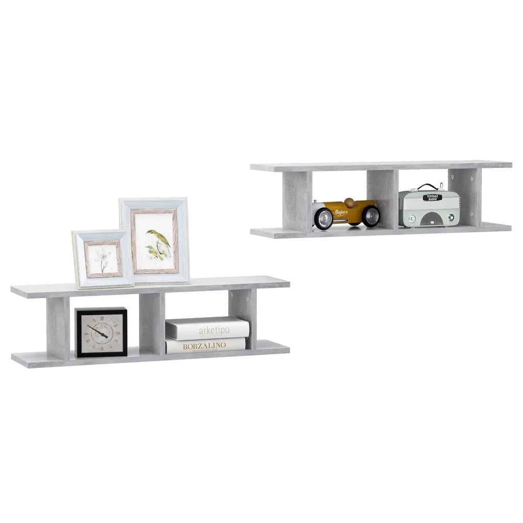 Mensole a Muro 2 pz Grigio Cemento 78x18x20 cm in Truciolato cod mxl 33180