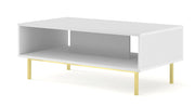 TAVOLINO DA CAFFÈ RAVENNA B IN MDF LACCATO 90x60x45 BIANCO OPACO STRUTTURA ORO