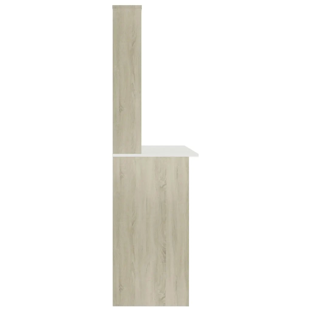 Scrivania e Ripiani Bianco Rovere Sonoma 110x45x157 Multistrato 800392