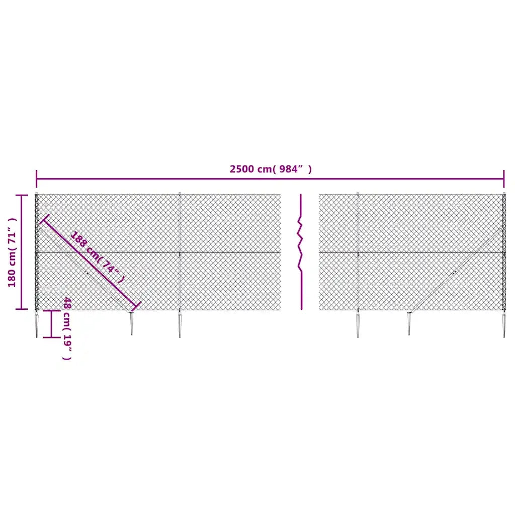 Recinzione da Giardino | Recinzione a Rete con Picchetti Ancoraggio Antracite 1,8x25 m