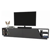 Mobile porta TV Apat, Credenza da soggiorno, Armadio basso per TV, Base parete attrezzata, 240x37h47 cm, Antracite