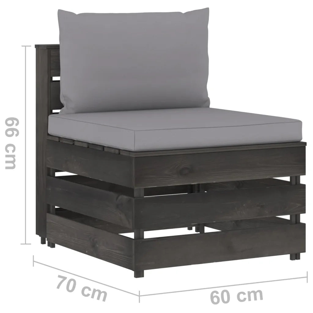 Divano Centrale Modulare con Cuscini in Legno Impregnato Grigio cod mxl 75050