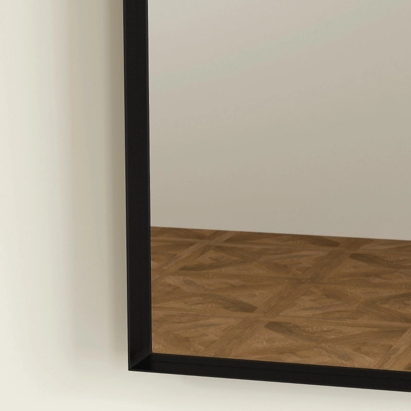Specchio da bagno curvo, 50 x 70 cm, specchio da bagno con cornice in alluminio, specchio decorativo, cucina, nero