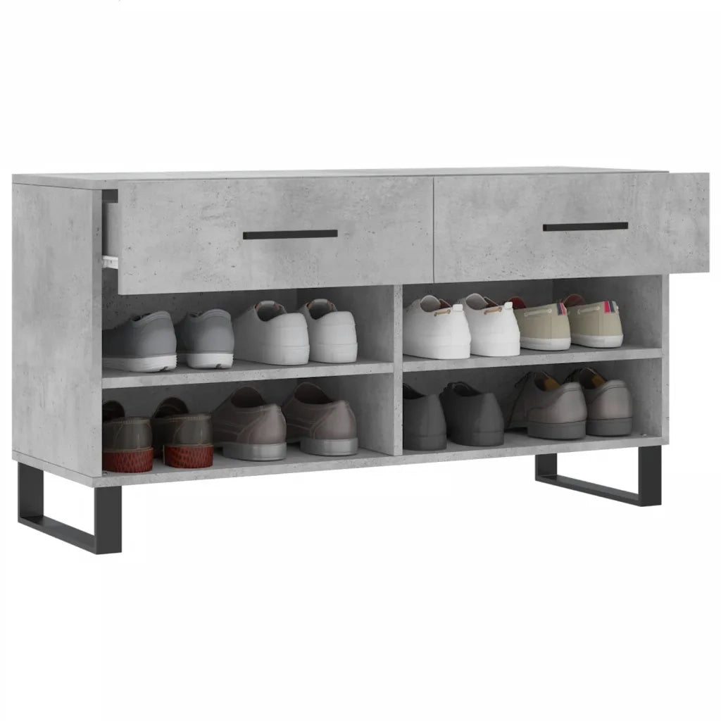 Panca Porta Scarpe Grigio Cemento 102x35x55cm Legno Multistrato 829768