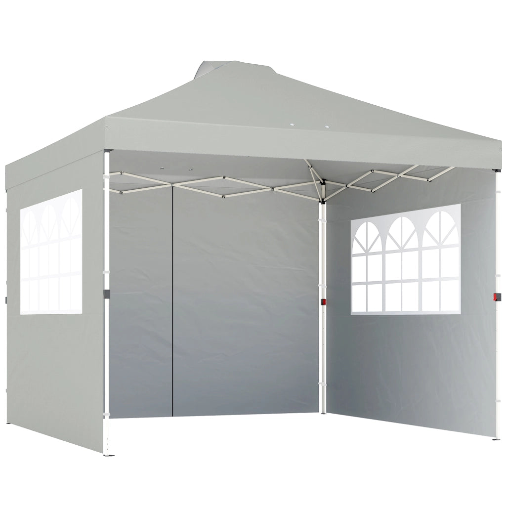 Gazebo circa 3x3 m Altezza impermeabile regolabile Gazebo a scomparsa con 3 pareti laterali Ventilazione delle finestre; UV 50+ Grigio chiaro
