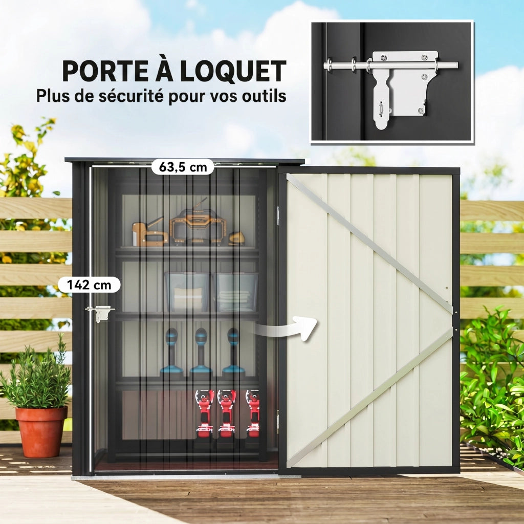 Casetta da Giardino Porta Attrezzi in Acciaio Galvanizzato con Porta, 100x104x160 cm, Grigio Scuro