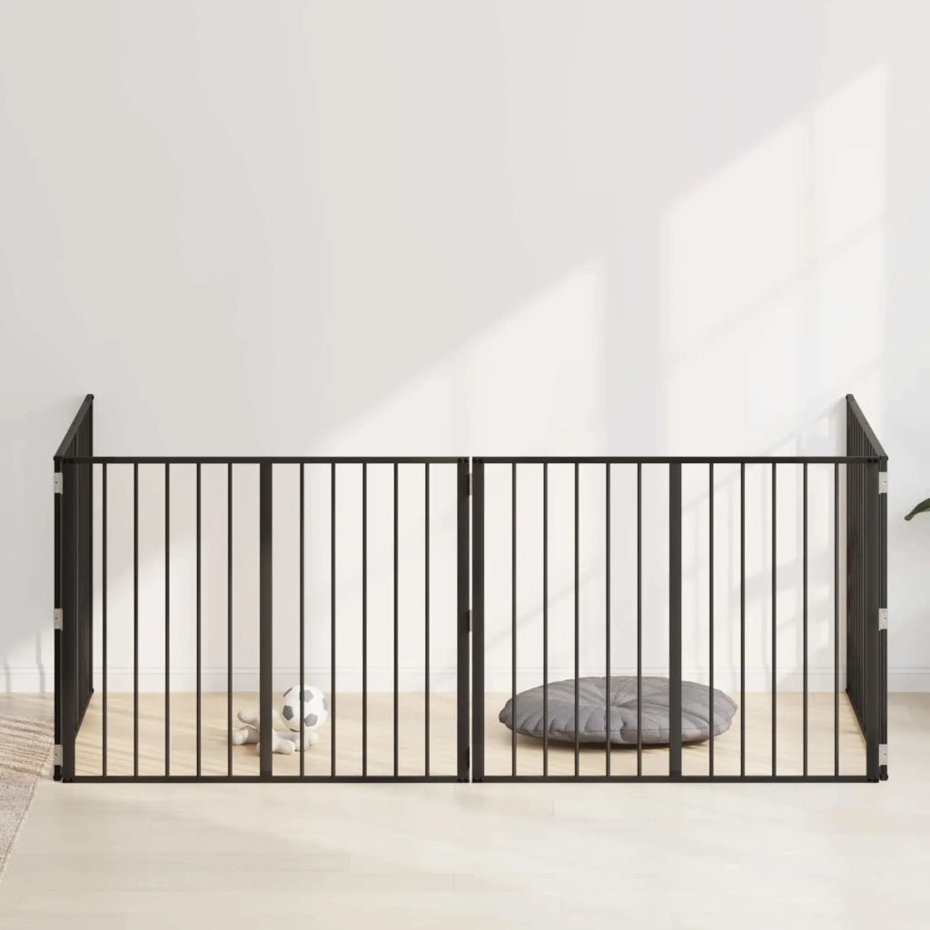 Cancello per cani 4 pcs Nero 100 x 80 cm Acciaio zincato 891993