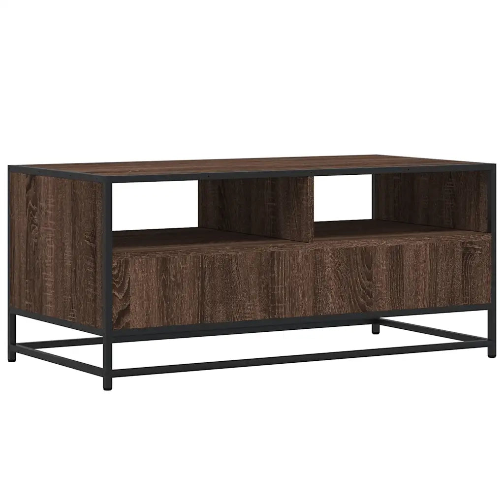 vidaXL Tavolino Rovere Marrone 100x50x45cm Legno Multistrato e Metallo