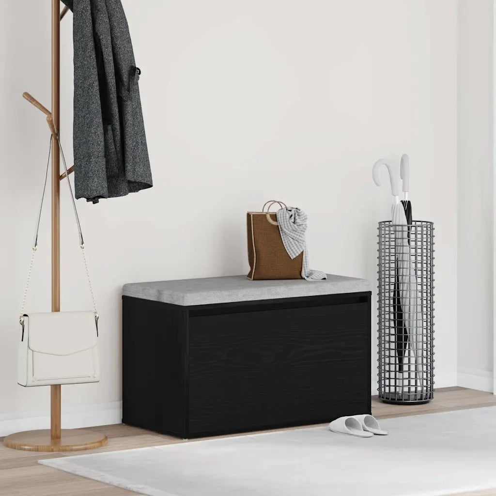 Panca per ingresso con cassetto-Sgabello-Panca da Corridoio Rovere Nero 80 x 40 x 45 cm