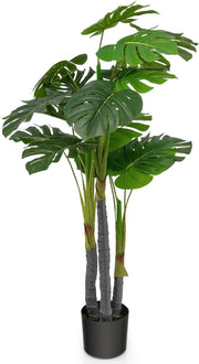 120 cm, pianta artificiale, Monstera Delisiosa, decorazione per interni in vaso di cemento, palma decorativa, 20 foglie, decorazione per interni artificiali, verde per casa e ufficio