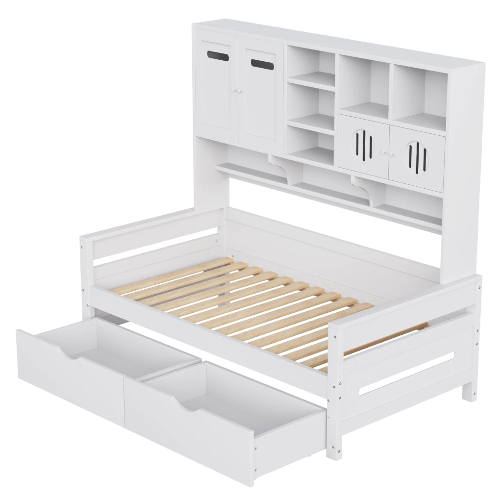 Letto sofa con contenitore in legno bianco 90x200 cm