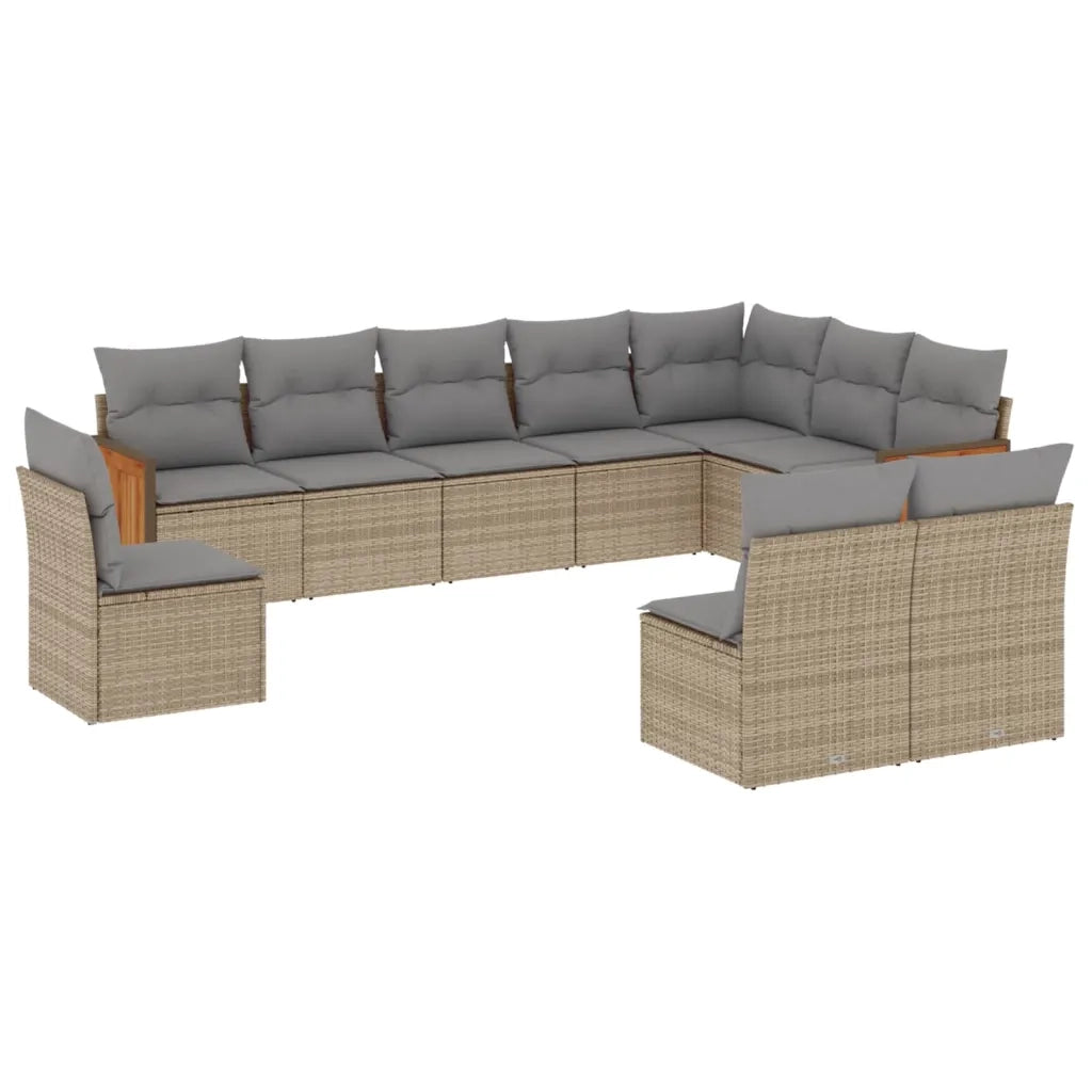 Set Divano da Giardino 10 pz con Cuscini Beige in Polyrattancod mxl 90155