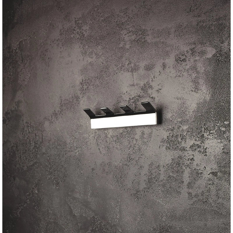Appendiabiti quadruplo rettangolare SOLO in ottone cromato 20,5 x4,6 x3,3 cm
