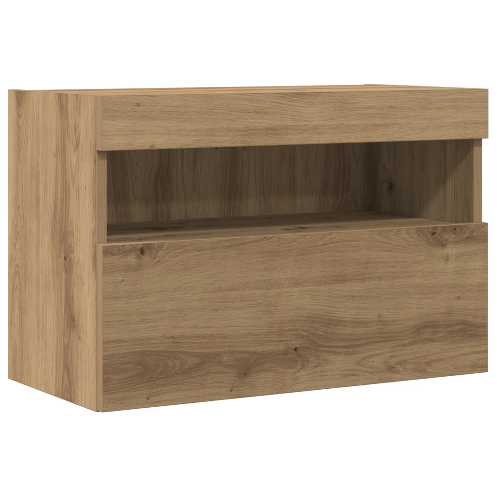 Mobile TV  con luci LED Rovere Artigianale 60x30x40 cm