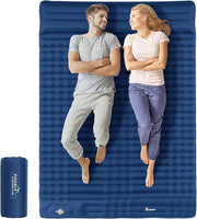 Matrimoniale airbed 140x200 cm, con piede di gonfiaggio e cuscino, gonfiabile a doppia camera d'aria, impermeabile, airbed per esterno, campeggio, escursionismo