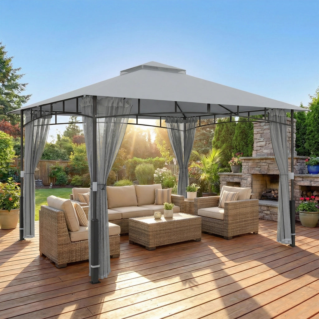 Carpa da giardino con pareti in rete UPF50+ ¨C zephmum ¨C grigio 360x300x275 cm