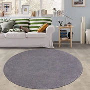 Tappeto da soggiorno morbido grigio a forma rotonda e corta, lavabile - 120 x 120 cm