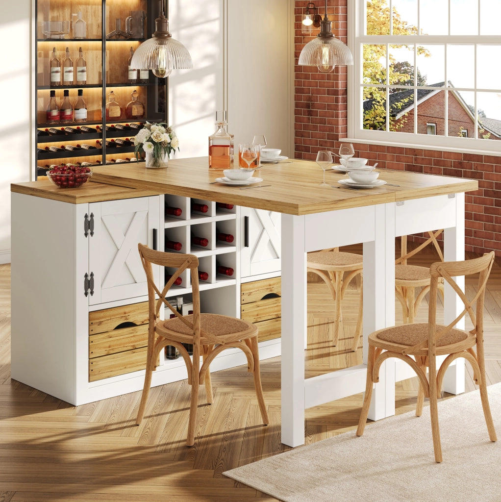 Tavolo da pranzo estensibile con sideboard bianco