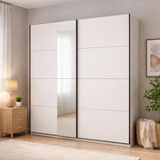 Armadio Camera da Letto Porlezza, Guardaroba Grande Appendiabiti, 195x217.5h cm Bianco Opaco