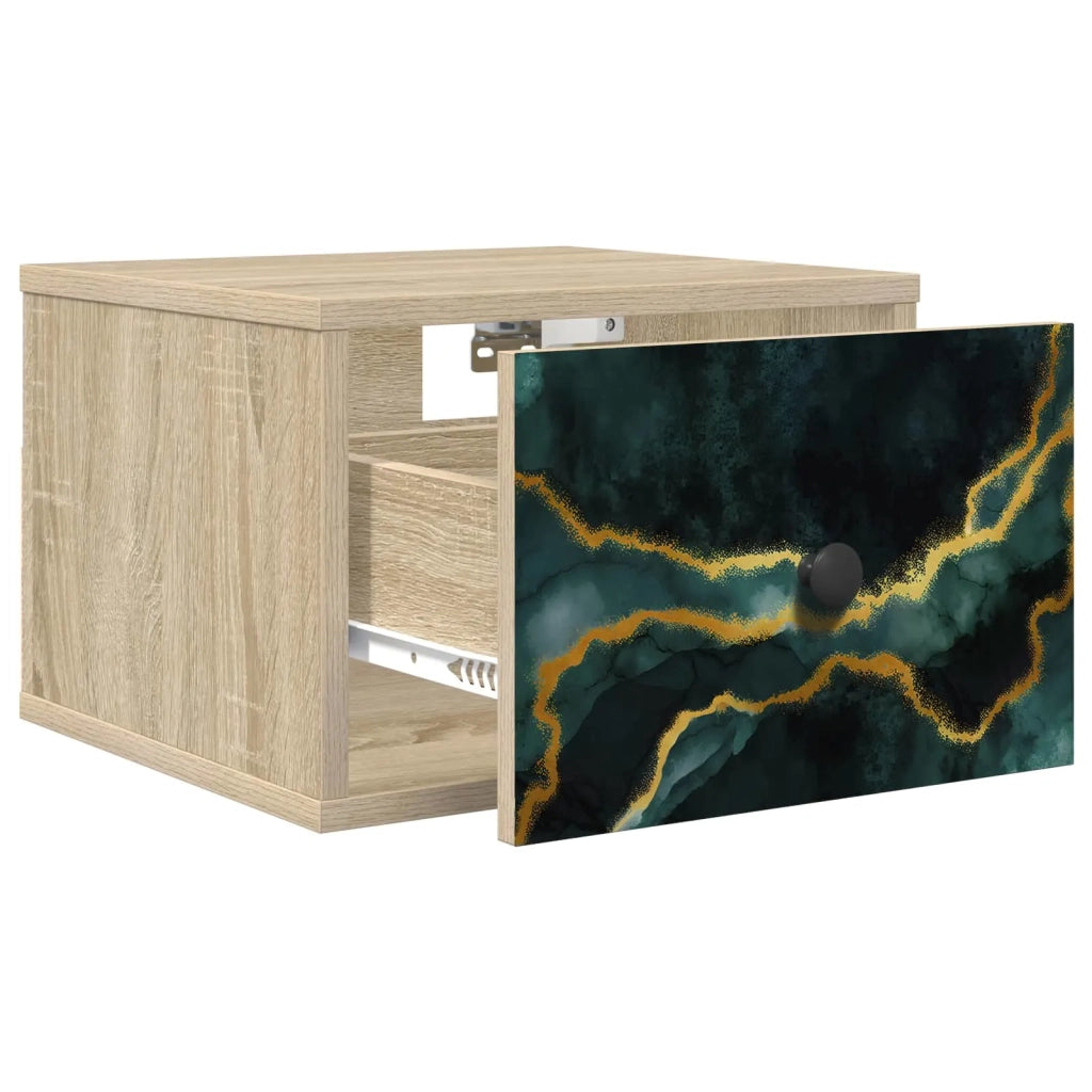 Mobiletto da comodino a parete WIJHE 2 pz Rovere Sonoma 8007450