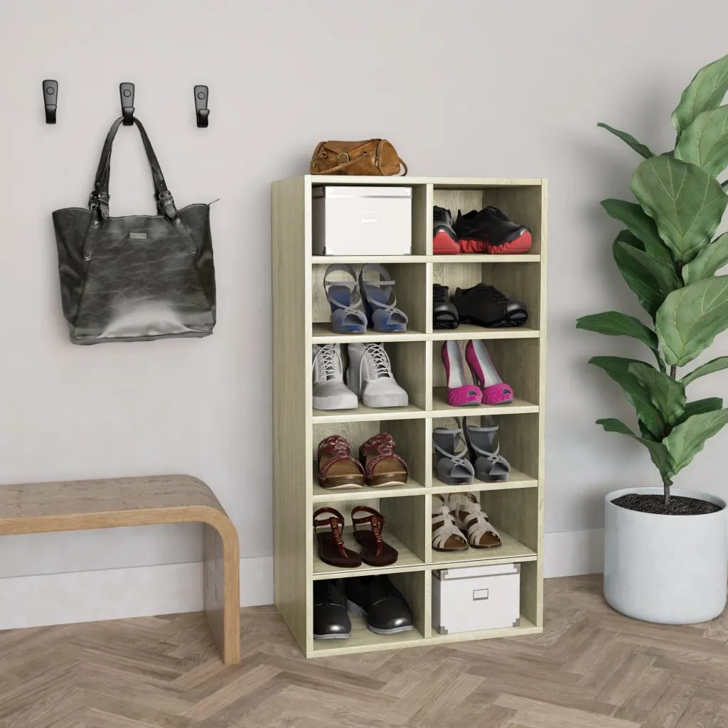 Scarpiera-Scaffale per scarpe Rovere Sonoma 54x34x100,5 cm in Legno Multistrato