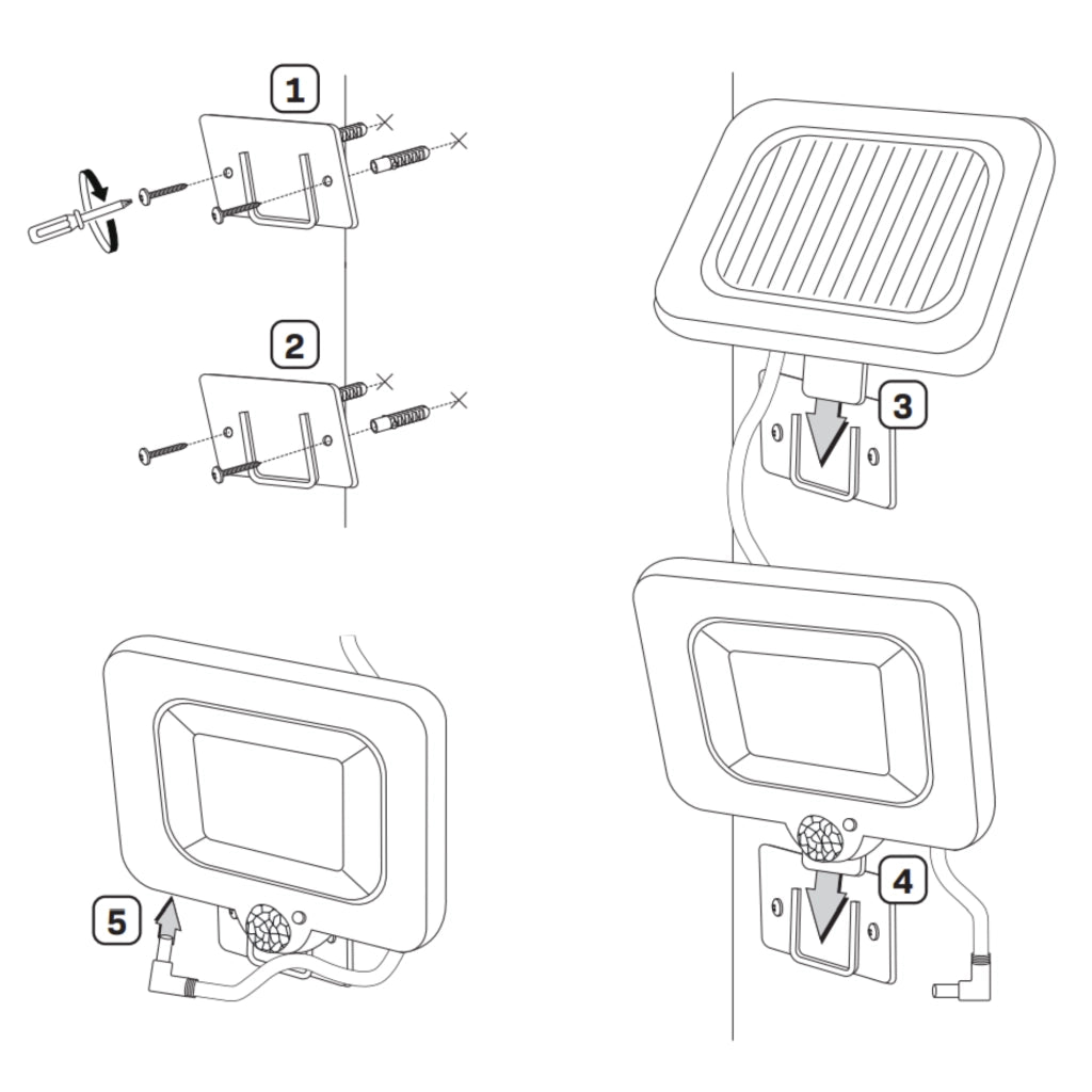 Faro LED solare 1W PIR 6000K 220lm IP44 DUO nero Polux