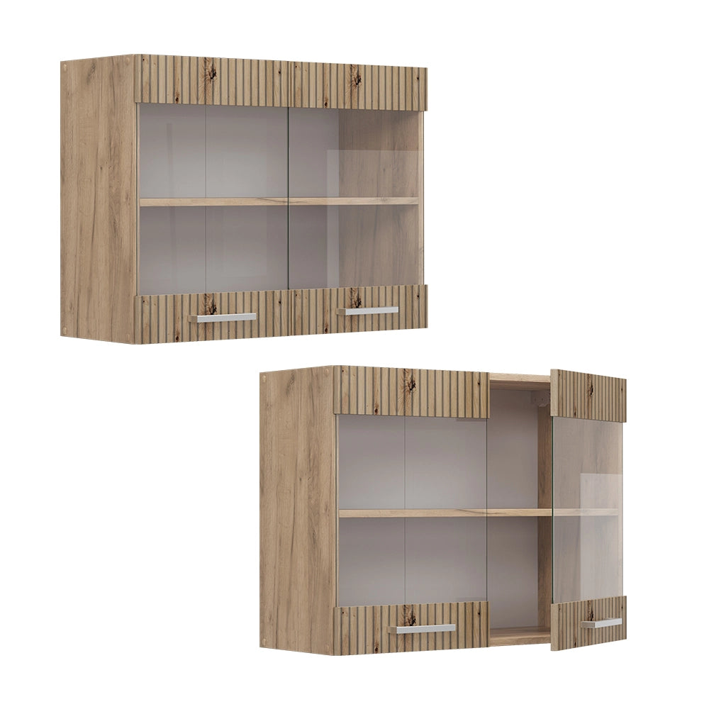 Vicco Mobile da cucina in vetro Rovere artigianale 80 cm