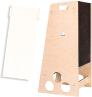 Scalino per bambini in legno naturale con tavolo e scivolo per età da 2 a 6 anni - Convertibile in scala, tavolo e sedia a dondolo