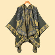 Sciarpa jacquard da donna, versatile, con motivo a note musicali, cappa spessa e calda