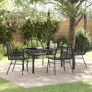 Set da Pranzo da Giardino 5 Pezzi Nero Polyrattan