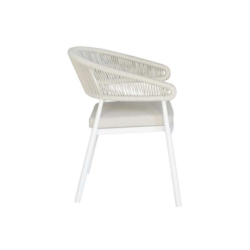 Sedia Perugia Contract In Alluminio Bianco E Corda Per Esterni Beige Moia