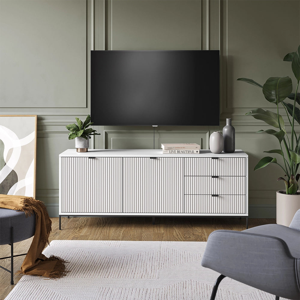Vicco Lavagna Bianco 150.1 x 60 cm con 3 cassetti, 2 ante