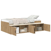 Letto singolo | Letto per adulti | Struttura del letto con cassetto Rovere artigianale 90 x 190 cm