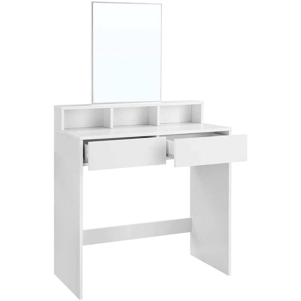 Tavolo da trucco bianco in stile scandinavo con specchio
