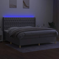 Letto a Molle Materasso e LED Grigio Chiaro 200x200 cm Tessuto 3139141
