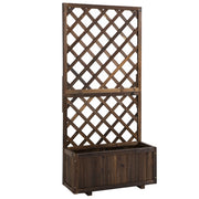 Fioriera per Giardino con Griglia di Legno ¨C Zephmum ¨C 72,5x31,5x149,5 cm Carbonizzato