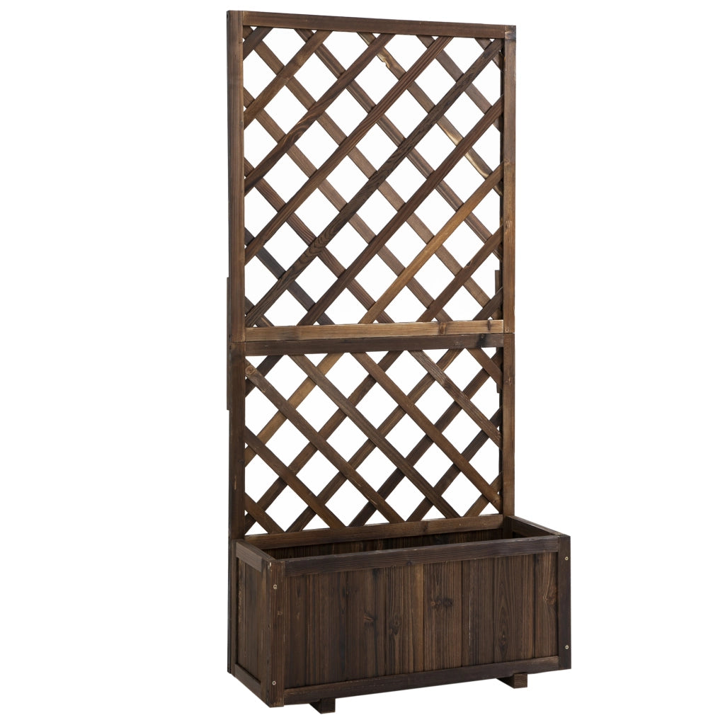 Fioriera per Giardino con Griglia di Legno ¨C Zephmum ¨C 72,5x31,5x149,5 cm Carbonizzato